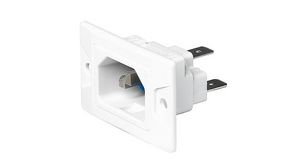 IEC Connector, White, C14, 250V, IP54 / IP67