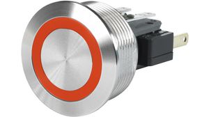 Pushbutton Switch, Vandal Proof Orange Momentary Function 100 mA 30 VDC / 250 VAC 1CO 22mm