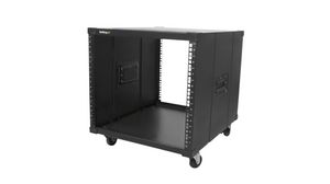 19" Portable Server Rack with Handles, Floor Standing, 9U, Steel, Black