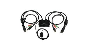 2portový přepínač KVM s kabely USB a HDMI, zvukem a dálkovým ovládáním přepínání, 1920 x 1200, HDMI - USB A