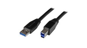 Cable, Wtyk USB A - Wtyk USB B, 5m, USB 3.0, Czarny