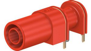 Safety socket ø 4 mm, Red, Gold-Plated, 1kV, 24A