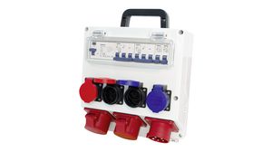 Rozvodná skříň 6x Zásuvka CEE / Zásuvka CH typ J (T23) / Zásuvka CH typ J (T25) - CEE Plug Modrá / Červená