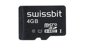 Industrial Memory Card, microSD, 4GB, 95MB/s, 25MB/s, Black
