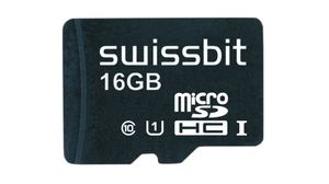 Industrial Memory Card, microSD, 16GB, 91MB/s, 19MB/s, Black