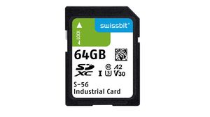 Industrial Memory Card, SD, 64GB, 95MB/s, 81MB/s, Black