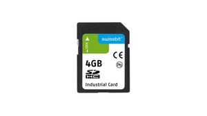 Industrial Memory Card, SD, 4GB, 90MB/s, 37MB/s, Black