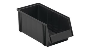 Pinottava ESD-laatikko, 400x186x156mm, Polypropeeni (PP), Musta