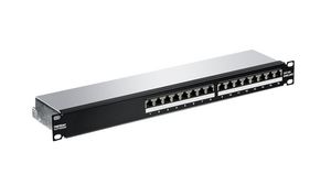 Patchpanel, 16 porter, skjermet, CAT6a, 44mm