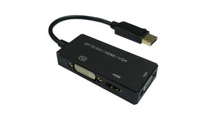 Multi-Port Adapter, DisplayPort Plug - HDMI Socket / DVI Socket / VGA Socket, Black