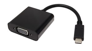 Multi-Port Adapter, USB-C Plug - Audio-In/Out / VGA Socket, Black