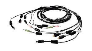 KVM Cable, 1x USB-A Plug / 2x HDMI Plug / 2x 3.5 mm Stereo Plug - 1x USB-B Plug / 2x HDMI Plug / 2x 3.5 mm Stereo Plug, 1.8m