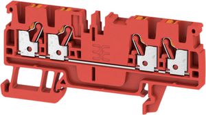 Terminal Block, Clamp, 4 Poles, 800V, 24A, 0.5 ... 2.5mm², Red