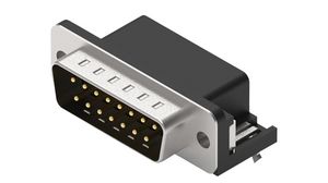Connecteur D-Sub, 10.3mm, coudé, Fiche mâle, DA-15, Broches circuit imprimé, Noir