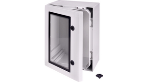 Cabinet, PC-Grey cover with window, 2-point locking, hinges on the long side, 700x500x300mm