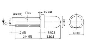 Infračervená LED dioda 850nm 3mm T-1