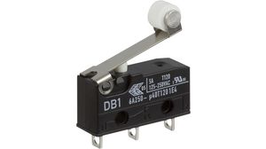 Micro Switch DB, 6A, 1CO, 0.64N, Short Roller Lever