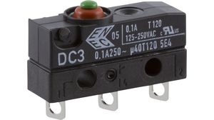 Micro Switch DC, 100mA, 1CO, 2N, Button