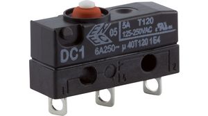 Micro Switch DC, 6A, 1CO, 2N, Button