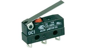 Micro Switch DC, 6A, 1CO, 2N, Flat Lever