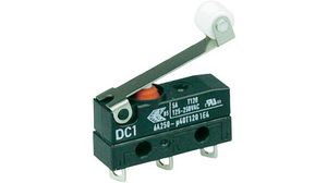 Micro Switch DC, 6A, 1CO, 2N, Roller Lever