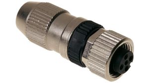 Circular Connector, M12, Socket, Straight, Poles - 4, HARAX Connection, Cable Mount
