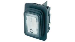 Rocker Switch, 20 A, 2NO, 250V, ON-OFF, IP65, Black / White