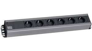 Outlet Strip 6x DE Type F (CEE 7/3) Socket - DE Type F (CEE 7/4) Plug Black 2m