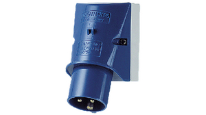 CEE Plug, Blue, 3P, Wall Mount, 2.5mm², 16A, IP44, 230V