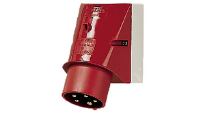 CEE Plug, Red, 5P, Wall Mount, 2.5mm?, 16A, IP44, 400V