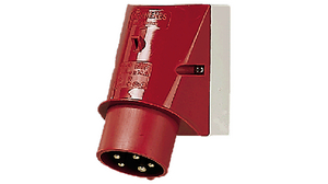 CEE Plug, Red, 5P, Wall Mount, 6mm², 32A, IP44, 400V