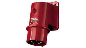 CEE Plug, Red, 5P, Panel Mount, 2.5mm², 16A, IP44, 400V