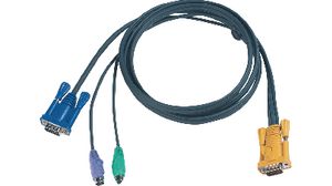 KVM kombi kábel, speciális, VGA/PS/2, 1.8m