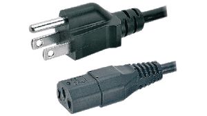 Câble d'alimentation AC, Fiche américaine type B - IEC 60320 C13, 2m, Noir