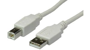 Cable, USB-A Plug - USB-B Plug, 4.5m, USB 2.0, White