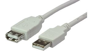 Cable, USB-A Plug - USB-A Socket, 3m, USB 2.0, White