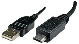 Cable, USB-A Plug - USB Micro-B Plug, 1.8m, USB 2.0, Black