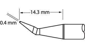 Soldering Tip PTTC Bent, Conical 14.3mm 0.4mm