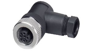 Circular Connector, M12, Socket, Right Angle, Poles - 5, Screw Terminal, Cable Mount