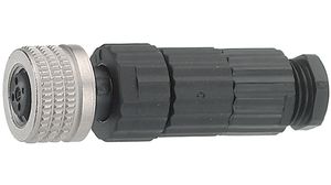 Connecteur cylindrique, M8, Prise, Droit, Pôles - 3, Pénétration broche, Montage sur câble