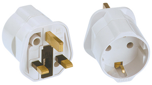 Travel Adapter, DE Type F (CEE 7/3) Socket - UK Type G (BS1363) Plug, 13A