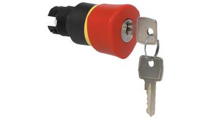 Hřibové tlačítko nouzového vypínače ovládané klíčem Funkce aretace Na klíč Červená IP66 / IP69K Keylock Switches