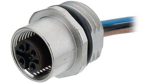 Circular Connector, M16, Socket, Straight, Poles - 12, Wire, Panel Mount