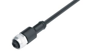Kabel pro snímače, Zásuvka M12 - Neizolované konce, 4 Vodiče, 2m, IP69K, Černá