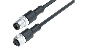 Kabelsatz, M12-Stecker - M12-Buchse, 4 Leiter, 2m, IP68, Schwarz