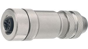 Cirkulärt kontaktdon, M12, Sockel, Rak, Poler - 8, Skruvkoppling, Kabelmontering