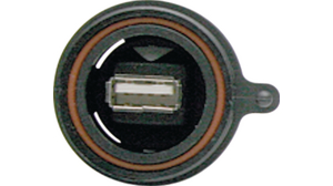 Connector, USB-A to USB-B 2.0, Socket, Panel Mount
