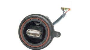 Connector, USB-A 2.0, Plug, Panel Mount