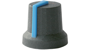 Bouton rotatif 16.8mm Noir Caoutchouc Bleu avec trait de repère Rotary Switch