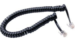 Telephone Cable, RJ45 Plug - RJ45 Plug, Coiled, 1.8m, Black